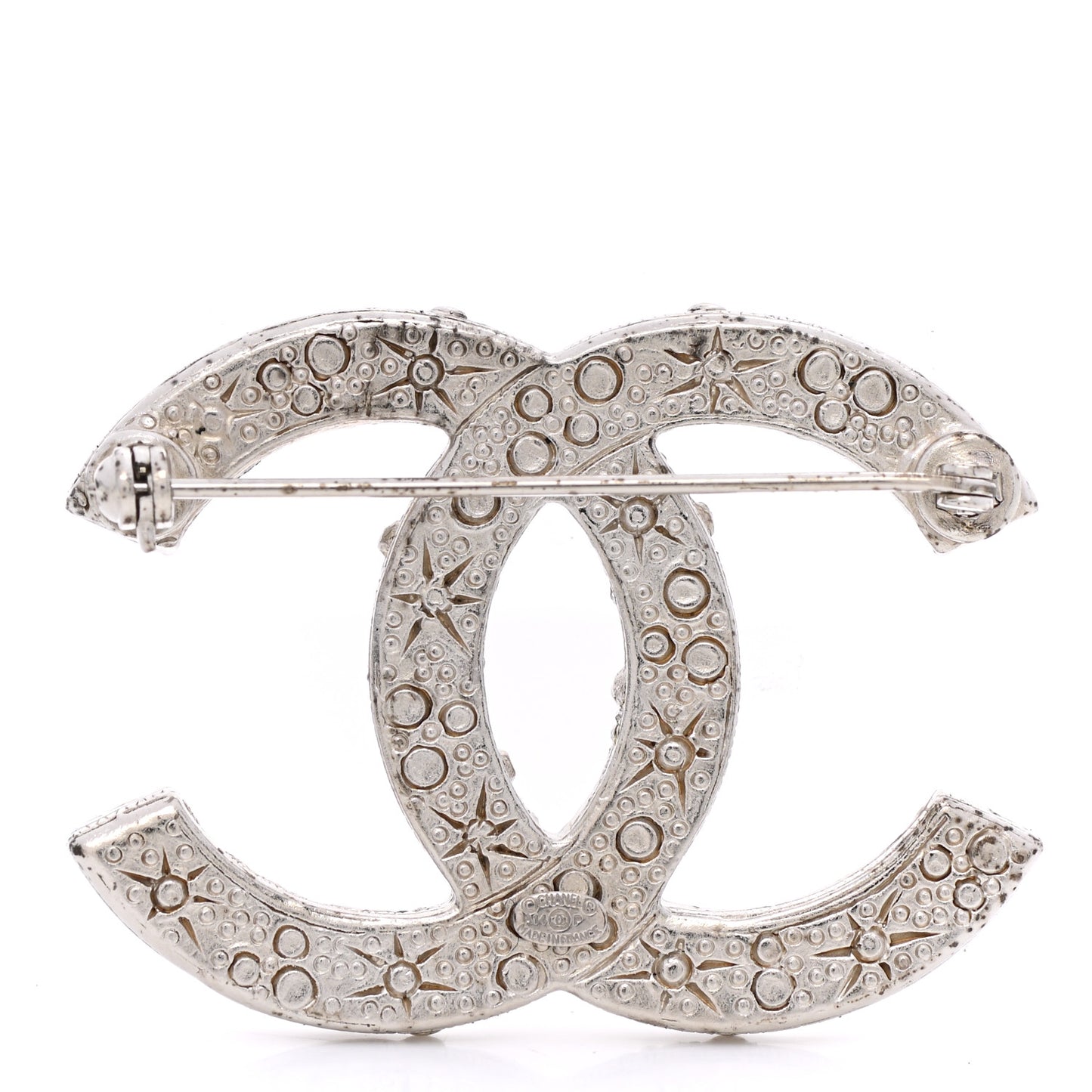 Swarovski Crystal Large CC Brooch Silver