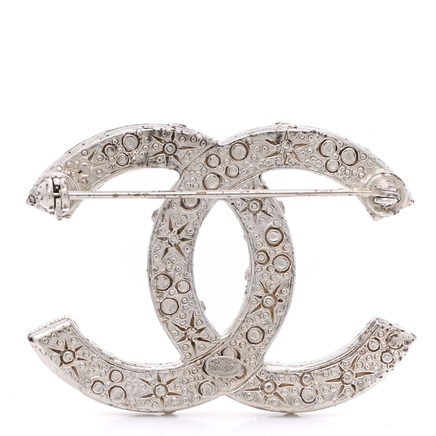 Chanel Swarovski Crystal Large CC Brooch Silver 3 of 6