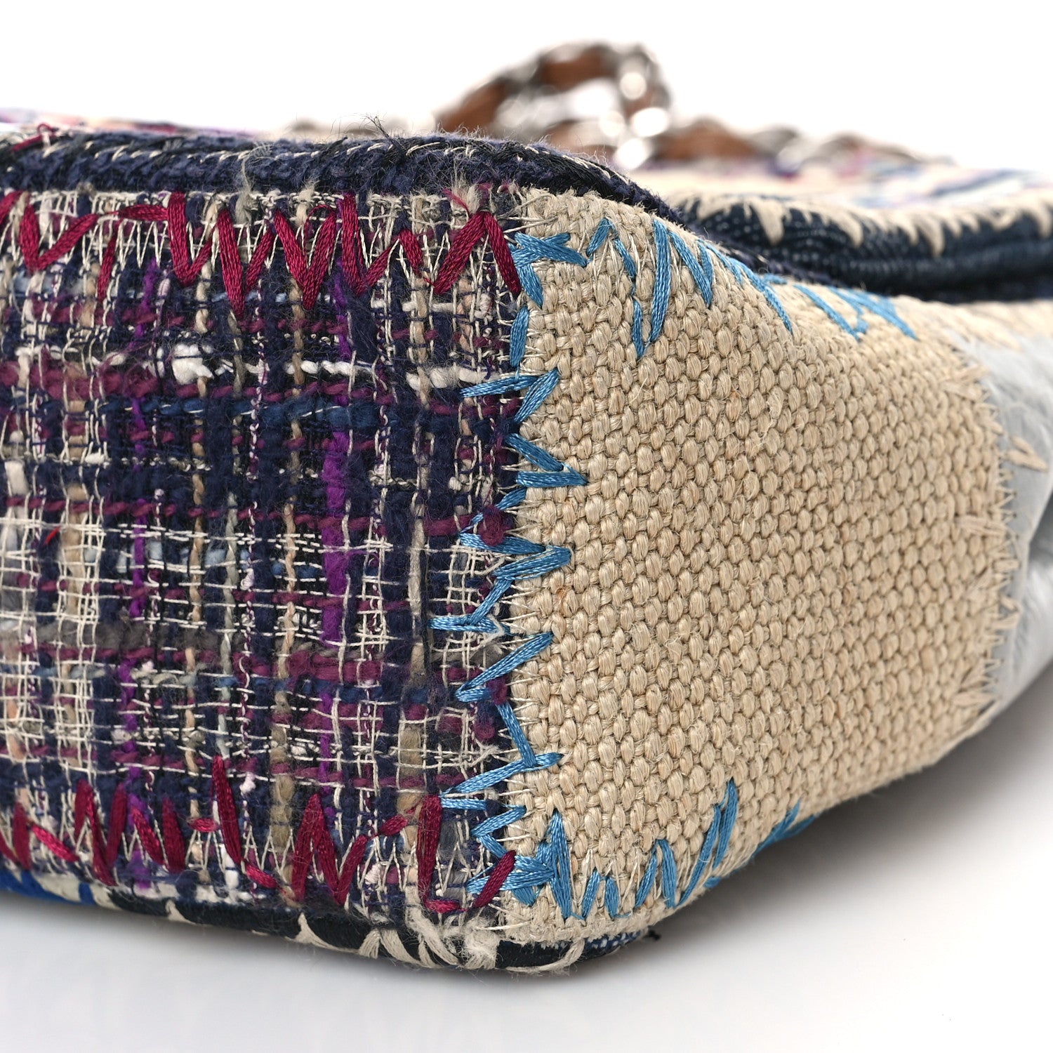 Chanel Denim Tweed Patchwork Jumbo Single Flap Multicolor 9 of 13