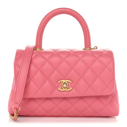 Chanel Caviar Lizard Embossed Quilted Mini Coco Handle Flap Pink 1 of 10