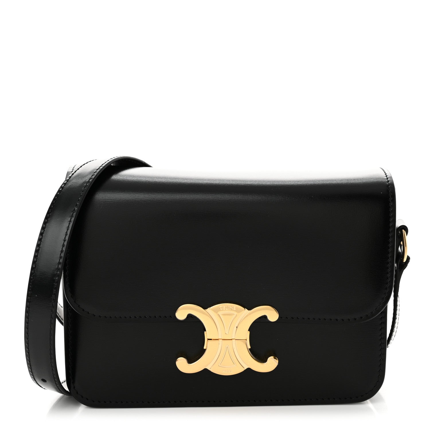 Celine Shiny Calfskin Teen Triomphe Black 1 of 10