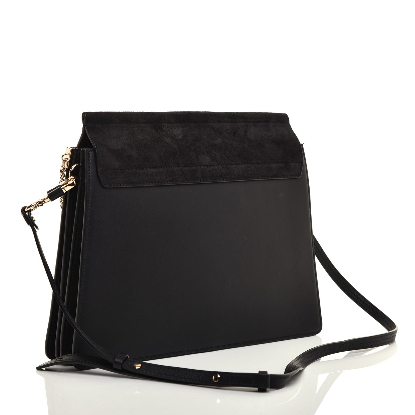 Suede Calfskin Medium Faye Shoulder Bag Black