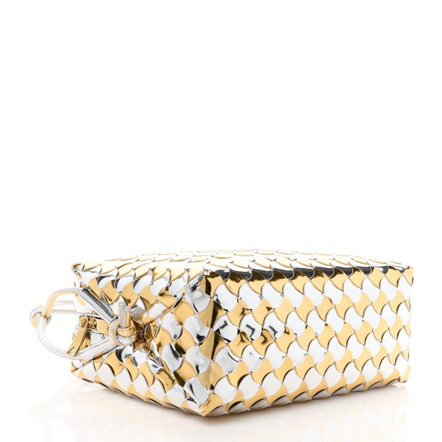 Bottega Veneta Metallic Lambskin Intrecciato Knot Small Loop Camera Bag Silver Gold 4 of 10