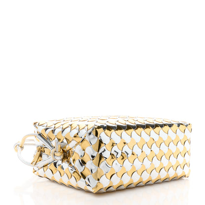 Bottega Veneta Metallic Lambskin Intrecciato Knot Small Loop Camera Bag Silver Gold 4 of 10