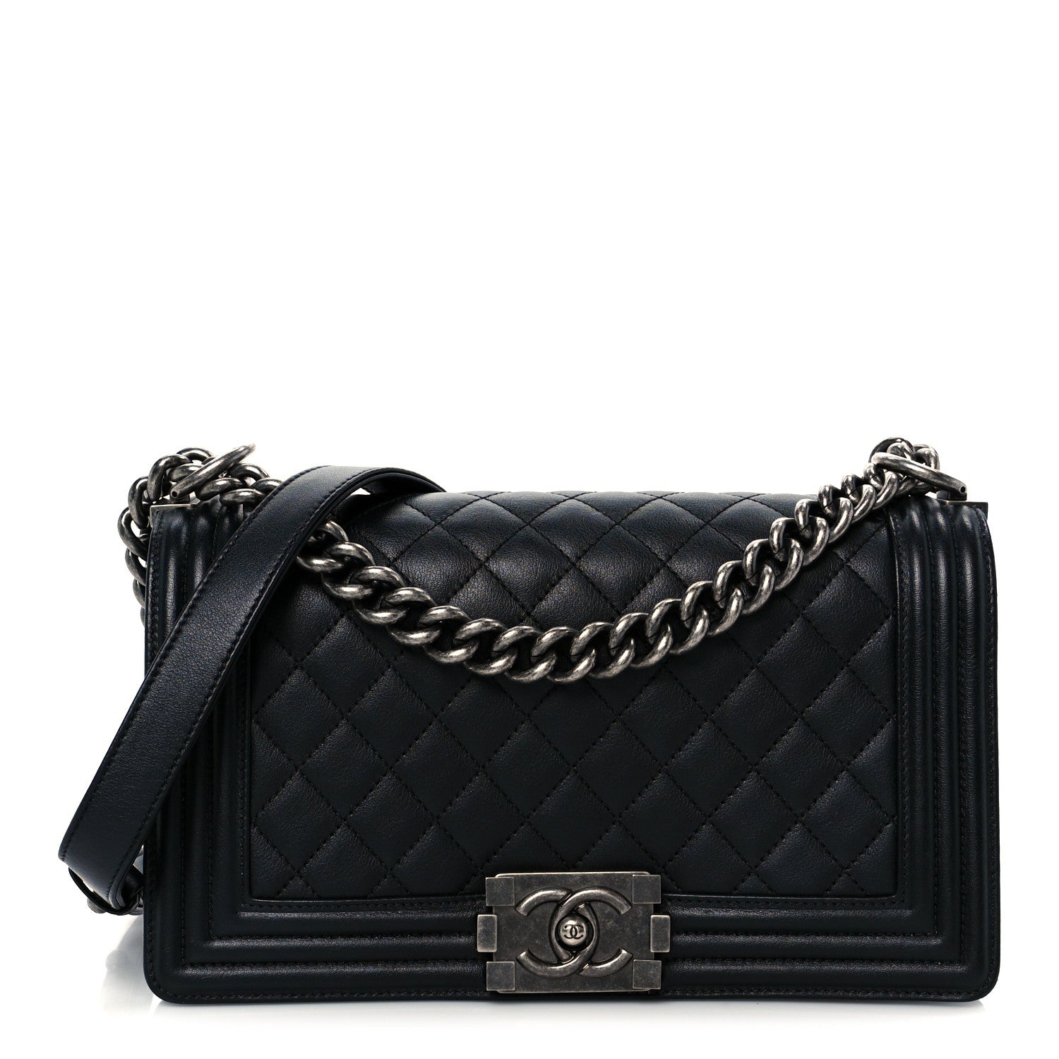Chanel Lambskin Quilted Medium Boy Flap Black 1 of 10