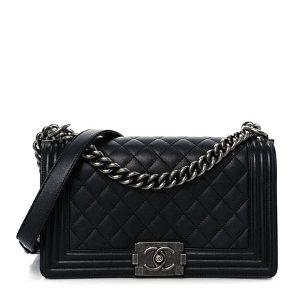 Chanel Lambskin Quilted Medium Boy Flap Black 1 of 10