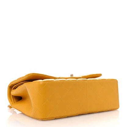 Chanel Lambskin Quilted Jumbo Double Flap Yellow 4 of 10