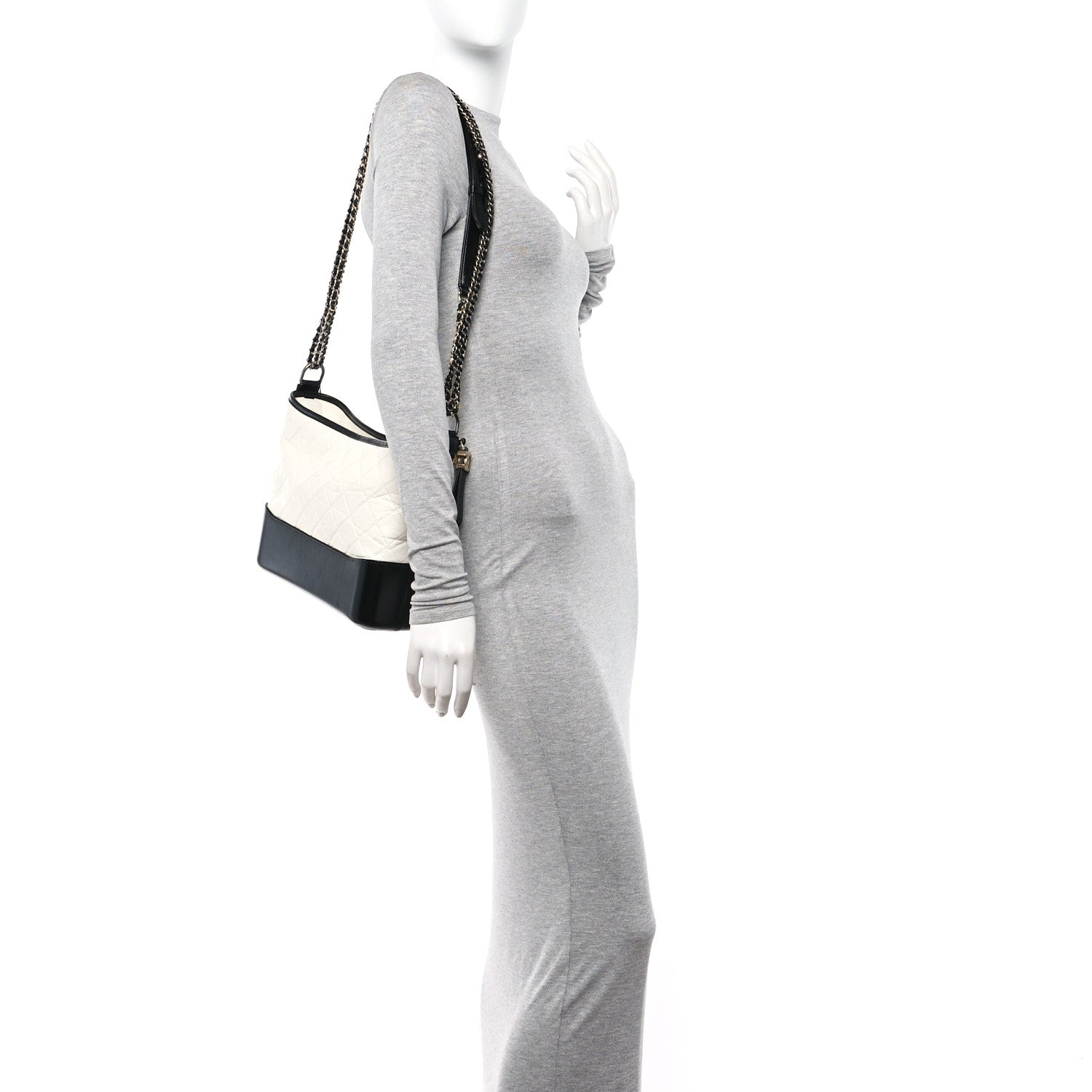 Chanel Aged Calfskin Quilted Medium Gabrielle Hobo Black White 2 of 10