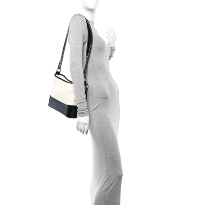 Chanel Aged Calfskin Quilted Medium Gabrielle Hobo Black White 2 of 10