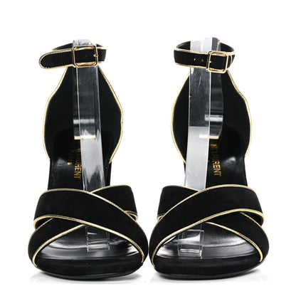 Saint Laurent Suede Babies Sandals 37.5 Black 2 of 11
