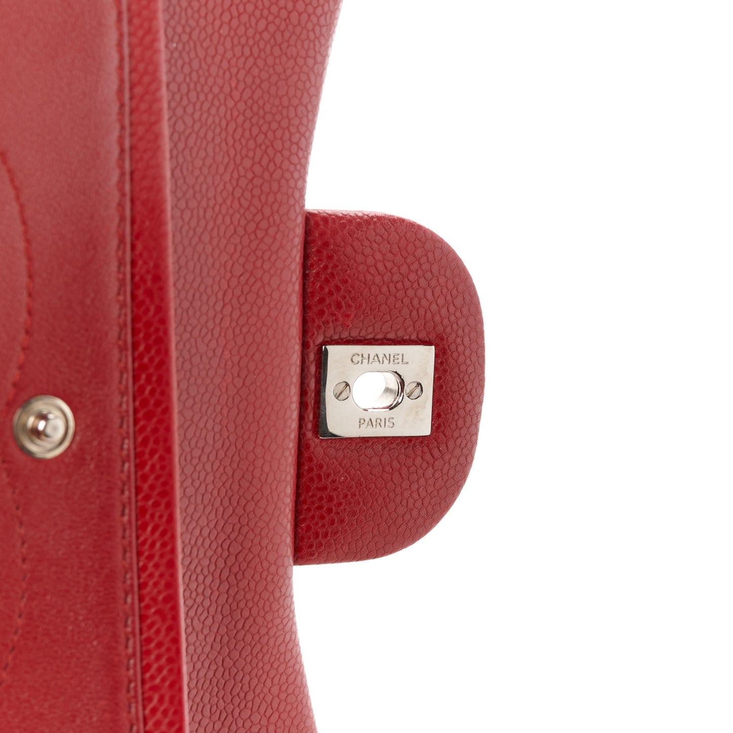 Caviar Quilted Jumbo Double Flap Red
