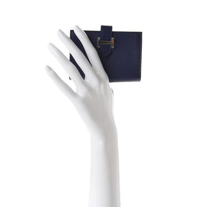 Hermes Chevre Mysore Bearn Card Holder Wallet Bleu Encre 2 of 8