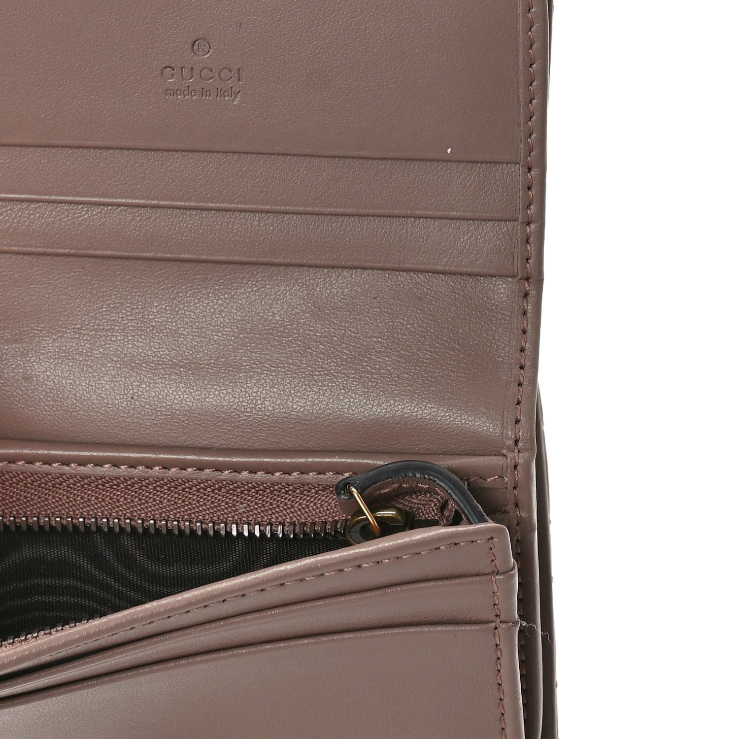 Gucci Calfskin Matelasse GG Marmont Card Case Wallet Porcelain Rose 6 of 12