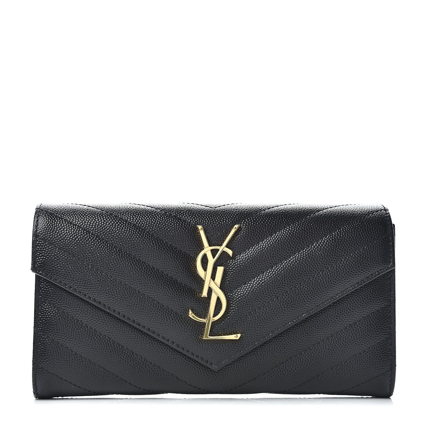 Grain De Poudre Matelasse Chevron Monogram Flap Wallet Black