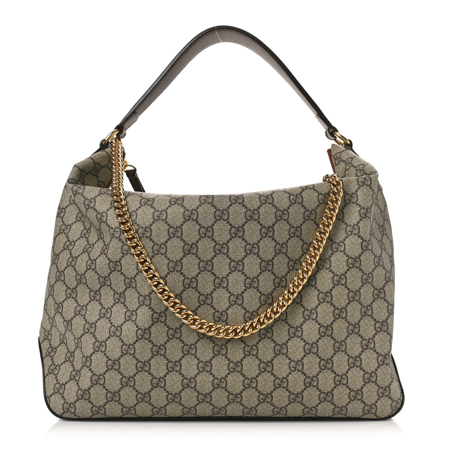 GG Supreme Monogram Large Linea A Hobo Light Brown