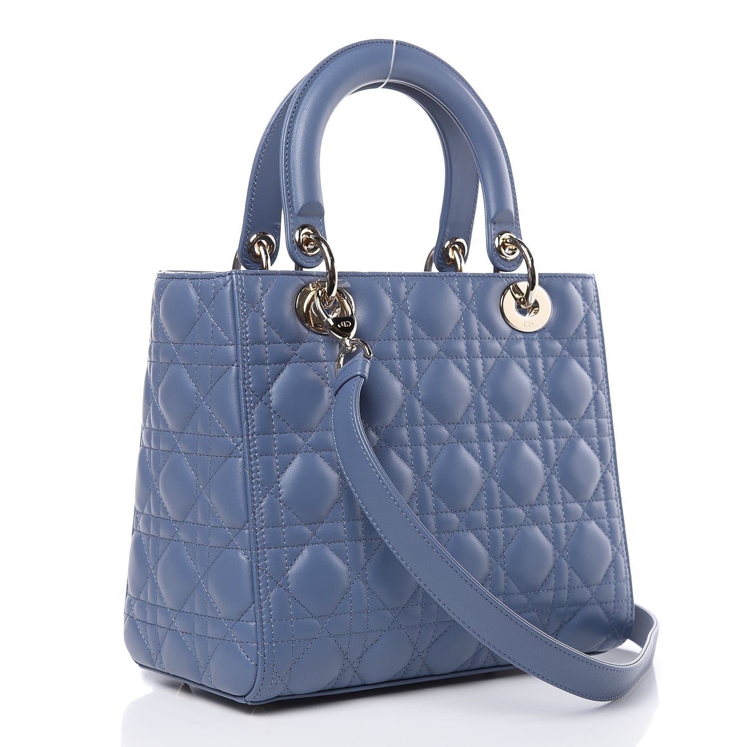 Christian Dior Lambskin Cannage Medium Lady Dior Denim Blue 3 of 9