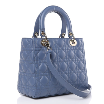 Christian Dior Lambskin Cannage Medium Lady Dior Denim Blue 3 of 9