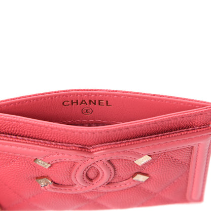 Chanel Caviar Quilted Filigree Card Holder Pink 6 of 11