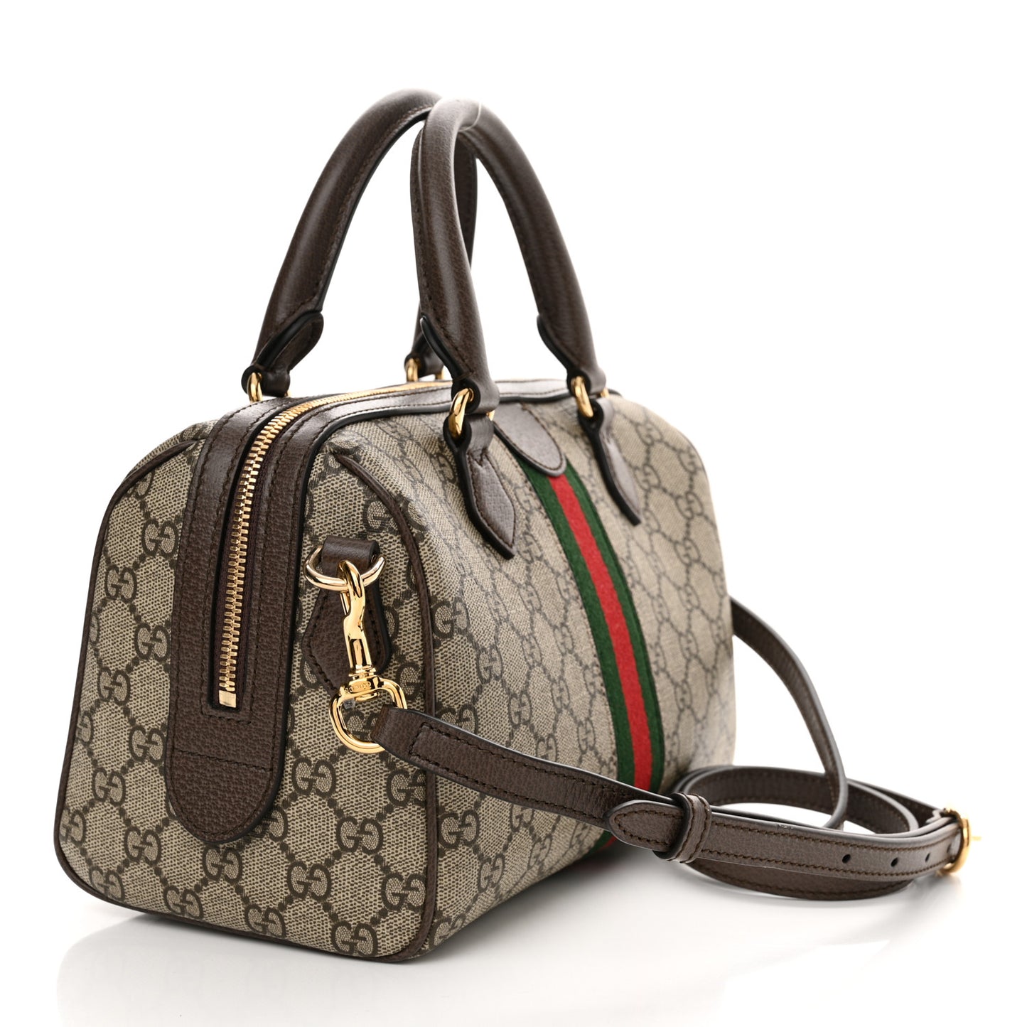 GG Supreme Monogram Web Small Ophidia Top Handle Bag Beige Ebony