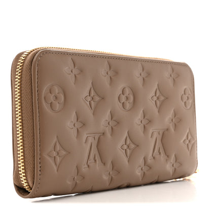 Louis Vuitton Lambskin Embossed Monogram Coussin Zippy Wallet Taupe 3 of 8