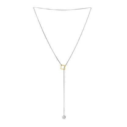 David Yurman Sterling Silver 18K Yellow Gold Diamond Cable Heart Lariat Necklace 3 of 5