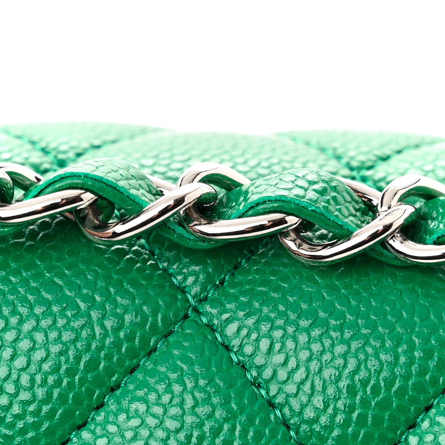 Chanel Caviar Quilted Medium Double Flap Green 12 of 13