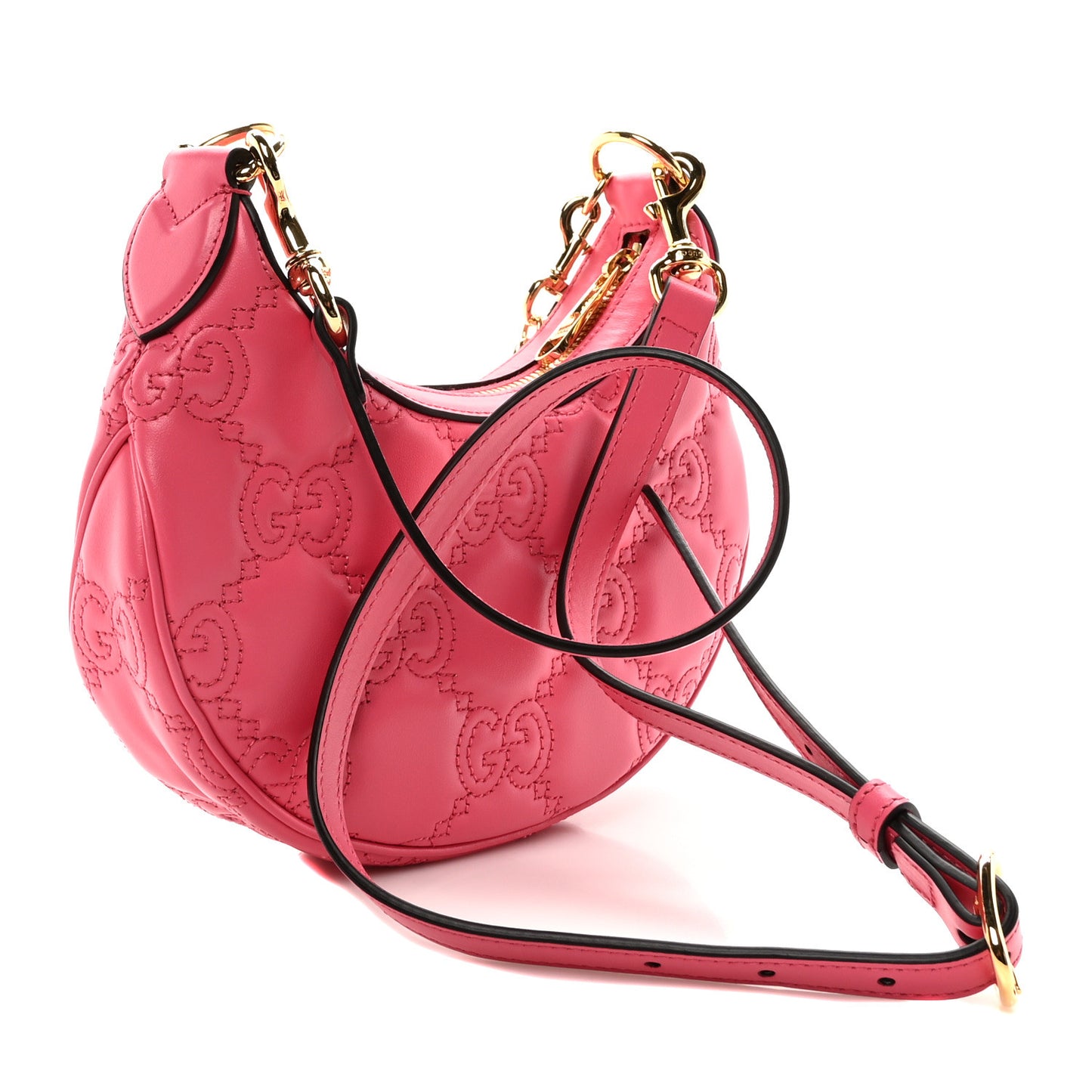 Calfskin GG Matelasse Mini Hobo Shoulder Bag Pink