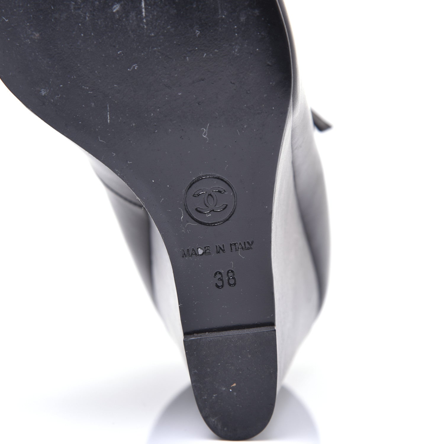 Chanel Lambskin Studded CC T-Strap Wedges 38 Black 8 of 12