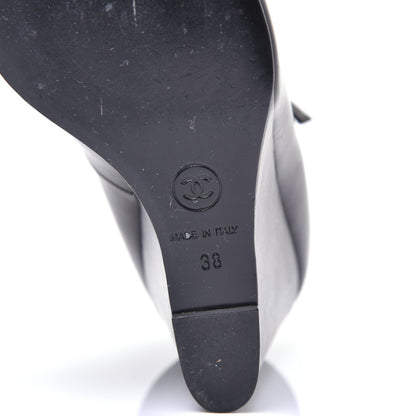 Chanel Lambskin Studded CC T-Strap Wedges 38 Black 8 of 12