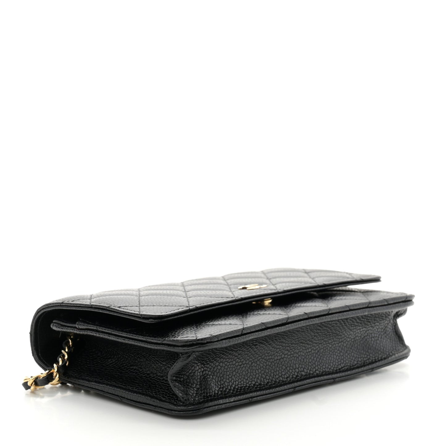 Caviar Quilted Wallet on Chain WOC Black