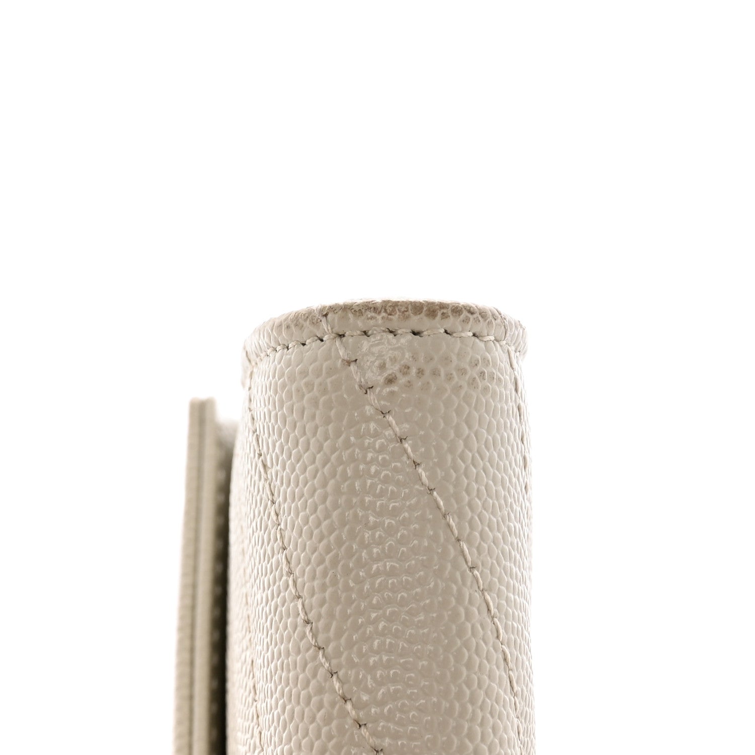 Saint Laurent Grain De Poudre Matelasse Chevron Monogram Flap Wallet Crema Soft 12 of 16
