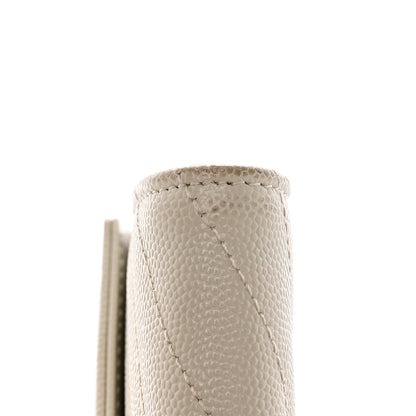 Saint Laurent Grain De Poudre Matelasse Chevron Monogram Flap Wallet Crema Soft 12 of 16