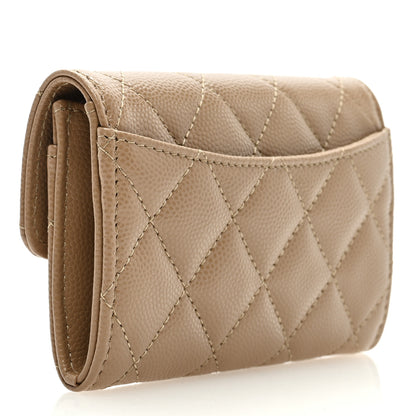 Chanel Caviar Quilted Flap Card Holder Wallet Beige 3 of 8