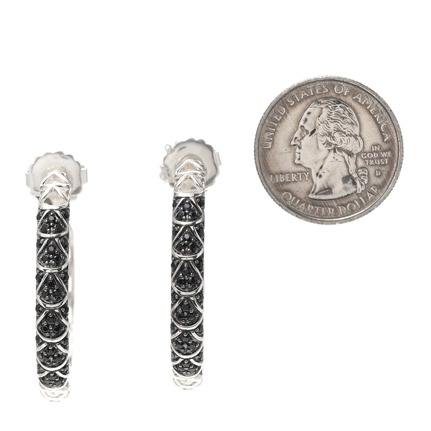 John Hardy Sterling Silver Black Sapphire Naga Lava Hoop Earrings 2 of 4