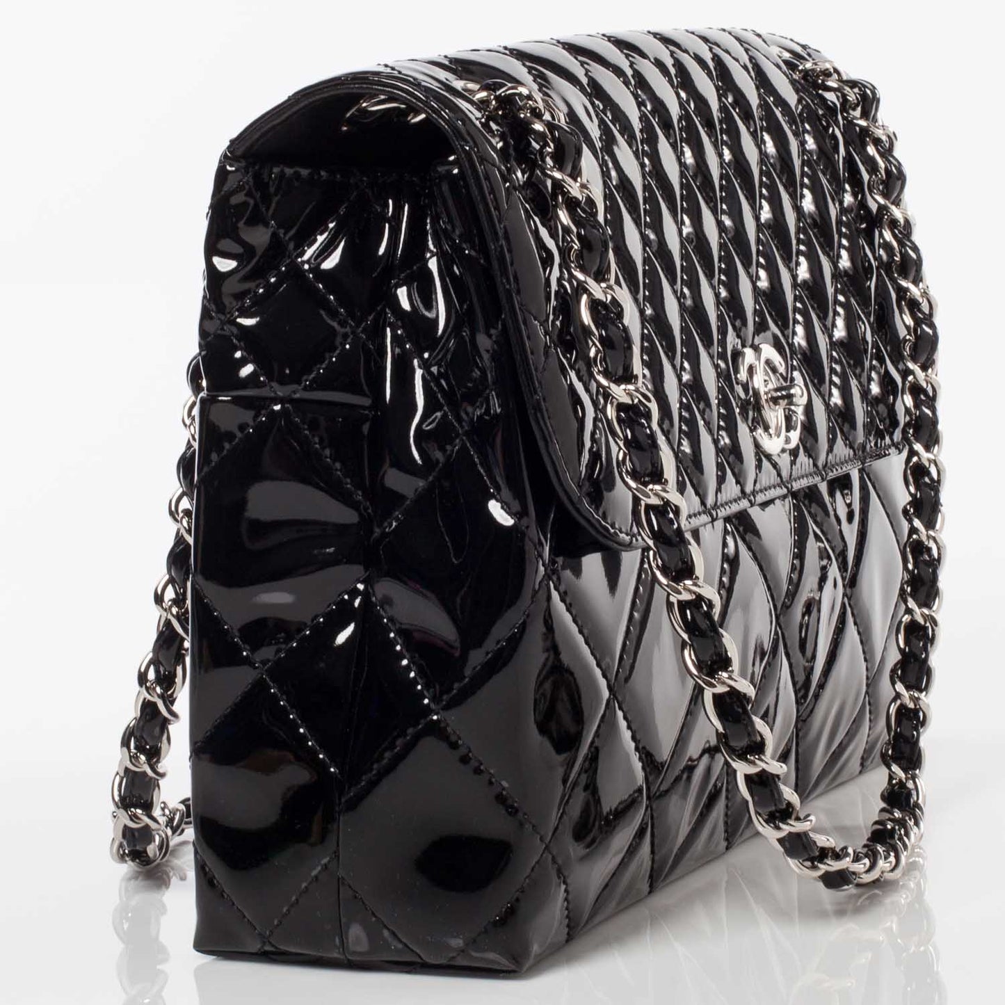 Vinyl Quilted In the Business Flap Bag Black