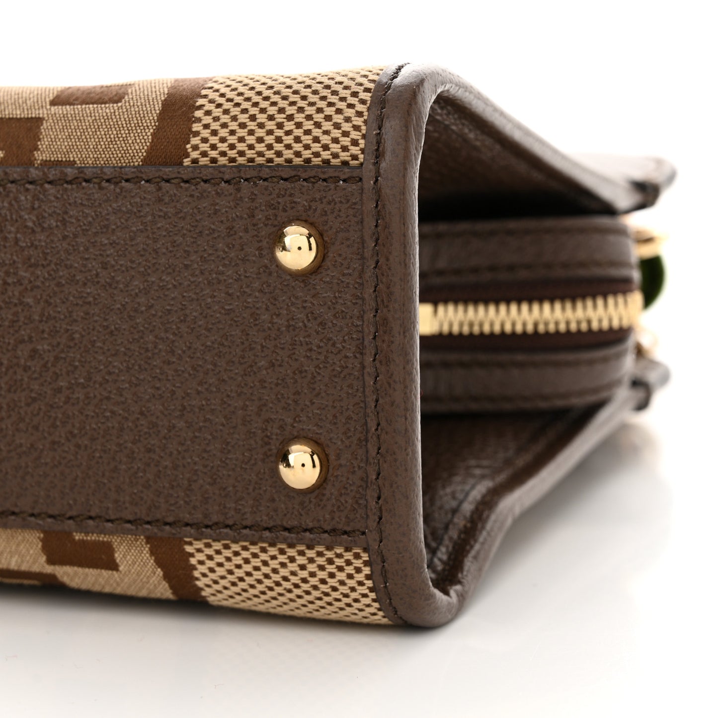 Monogram Jumbo GG Textured Dollar Calfskin Web Small Ophidia Slip Handle Tote Beige Ebony New Acero