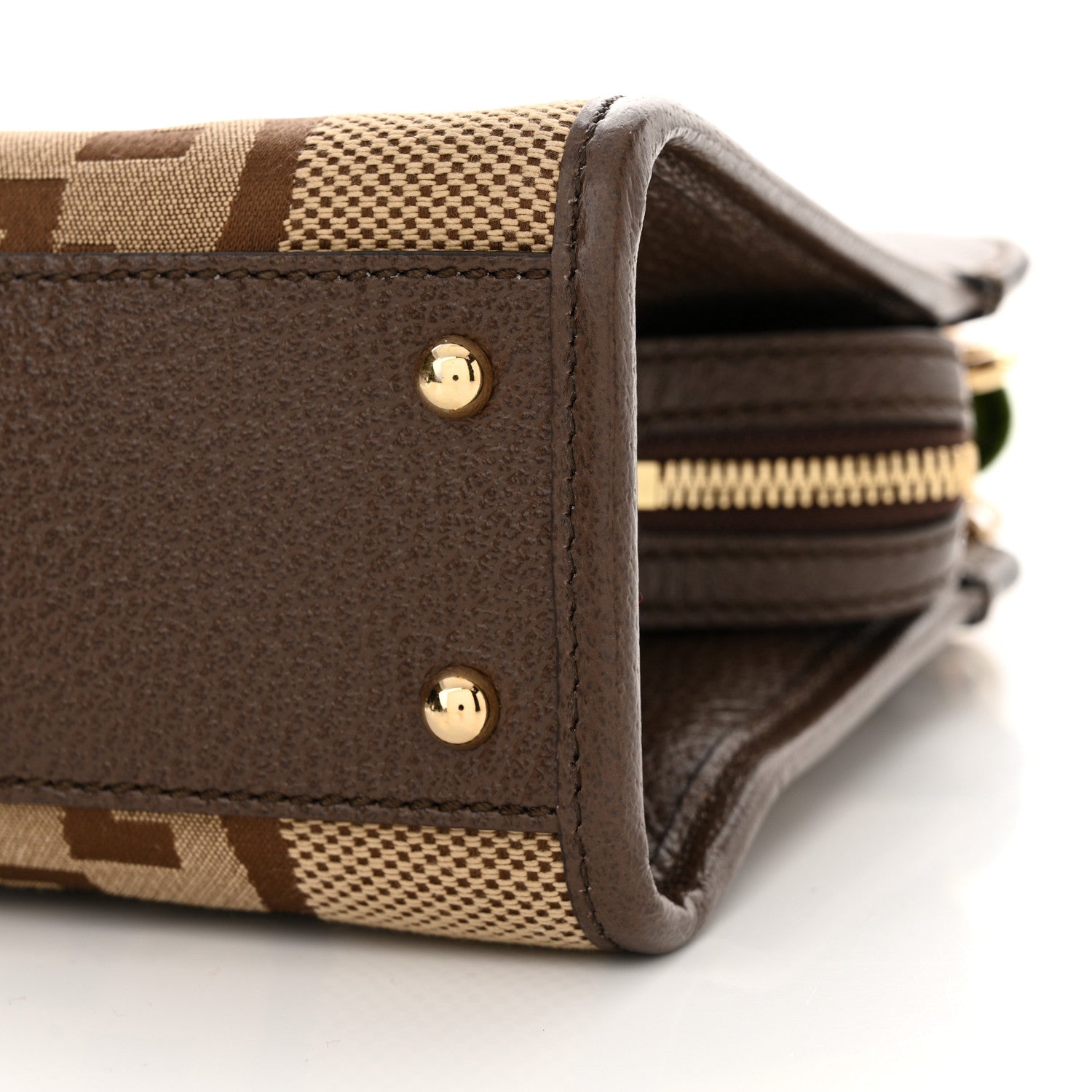 Gucci Monogram Jumbo GG Textured Dollar Calfskin Web Small Ophidia Slip Handle Tote Beige Ebony New Acero 10 of 11