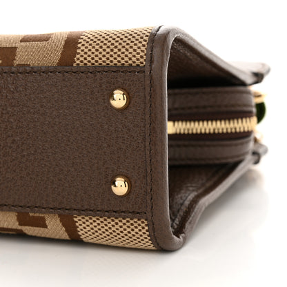 Gucci Monogram Jumbo GG Textured Dollar Calfskin Web Small Ophidia Slip Handle Tote Beige Ebony New Acero 10 of 11