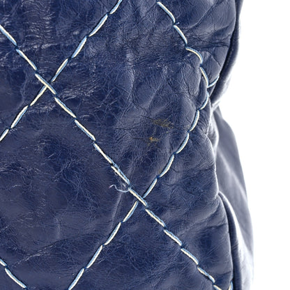 Chanel Glazed Goatskin Double Stitch Shoulder Bag Navy Blue 15 of 15