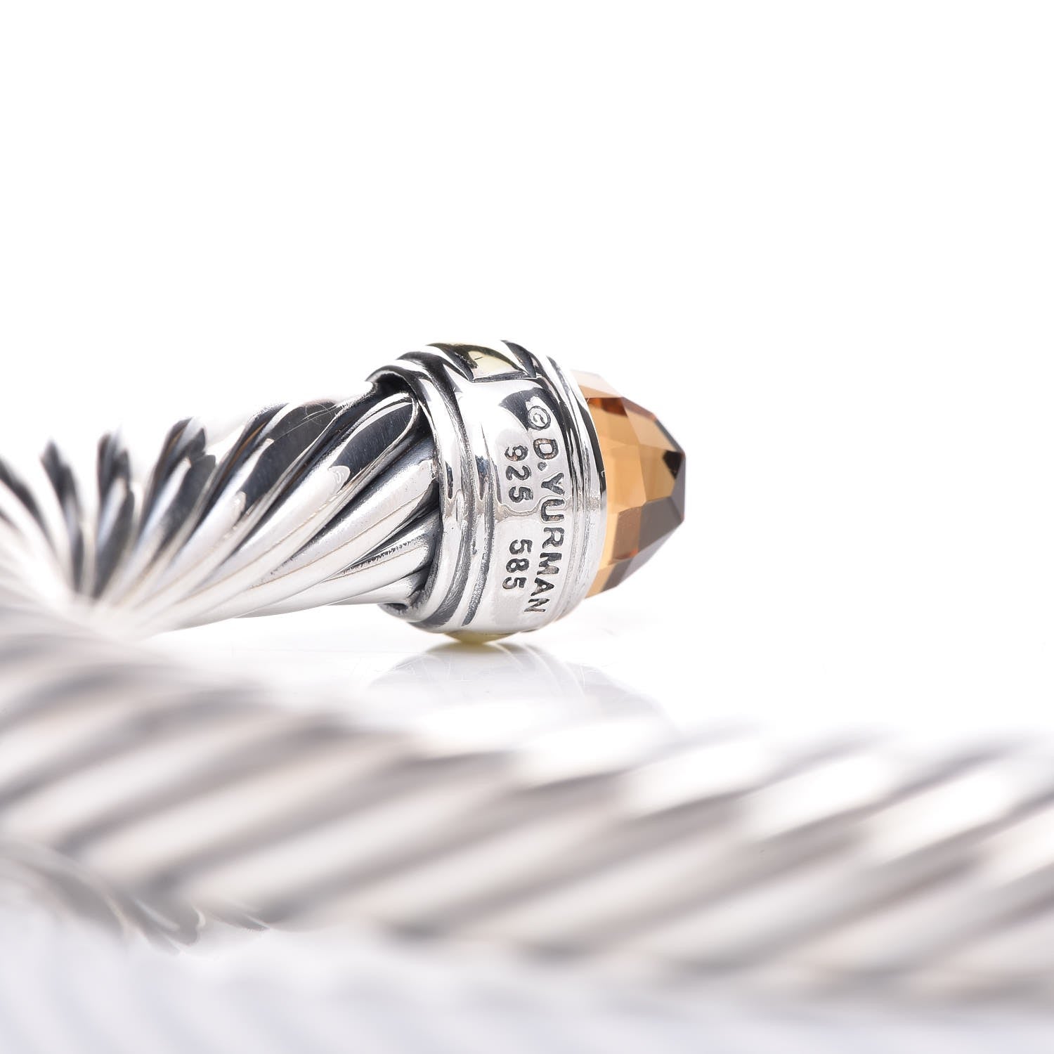 David Yurman Sterling Silver 14K Yellow Gold Citrine 7mm Cable Classics Bracelet 4 of 5