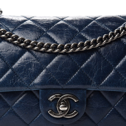 Chanel Glazed Calfskin Quilted Medium Duo Color Flap Blue 10 of 10