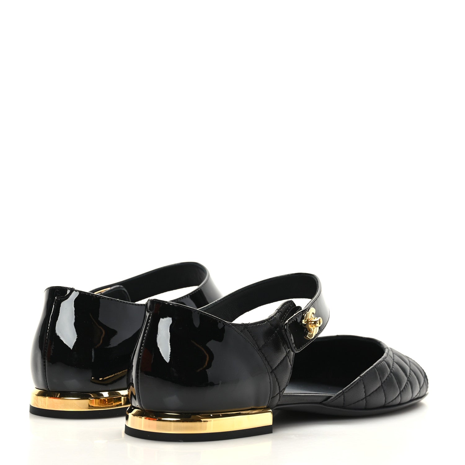 Chanel Patent Lambskin Quilted Cap Toe Ballerina Flats 39.5 Black 4 of 8