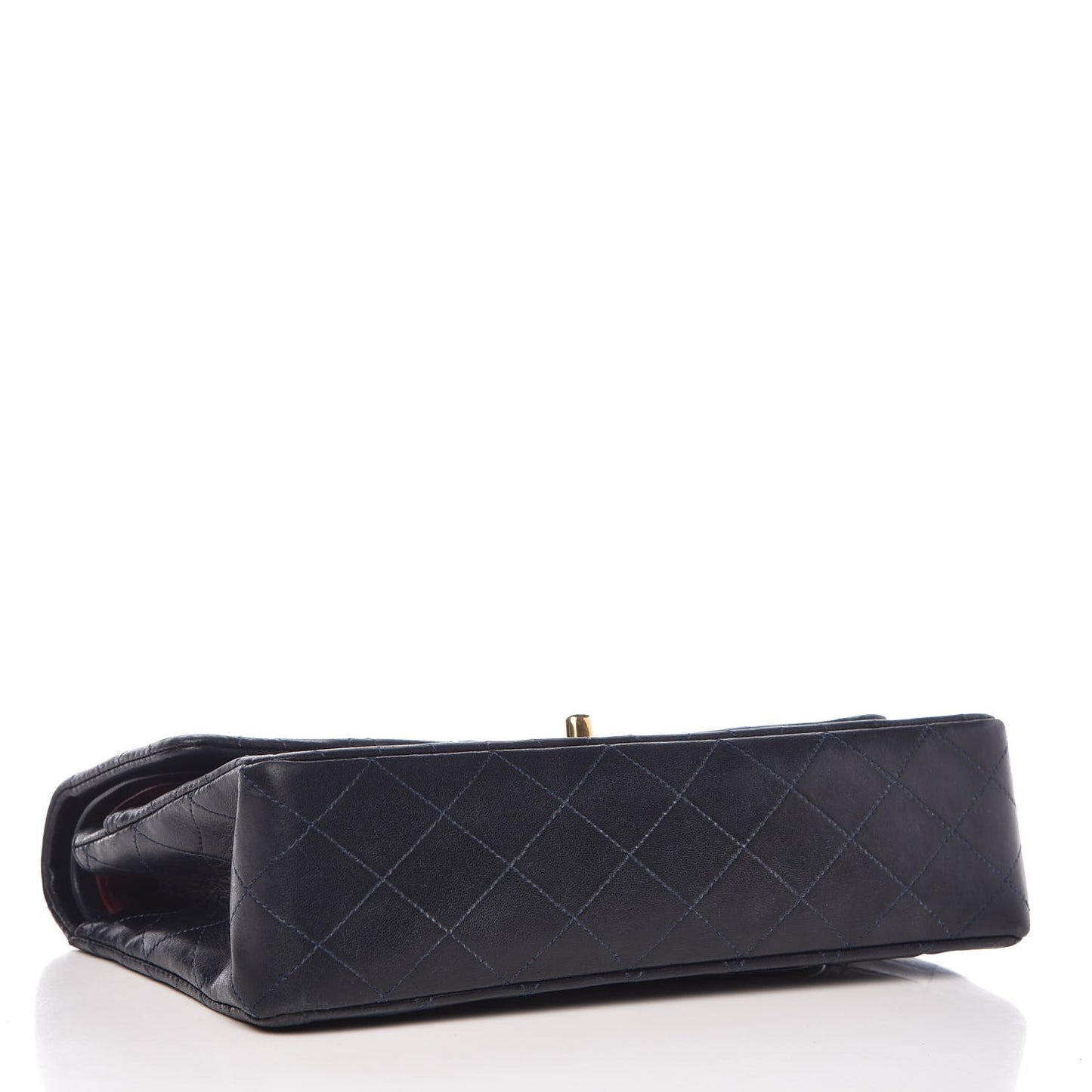 Lambskin Quilted Medium Double Flap Navy