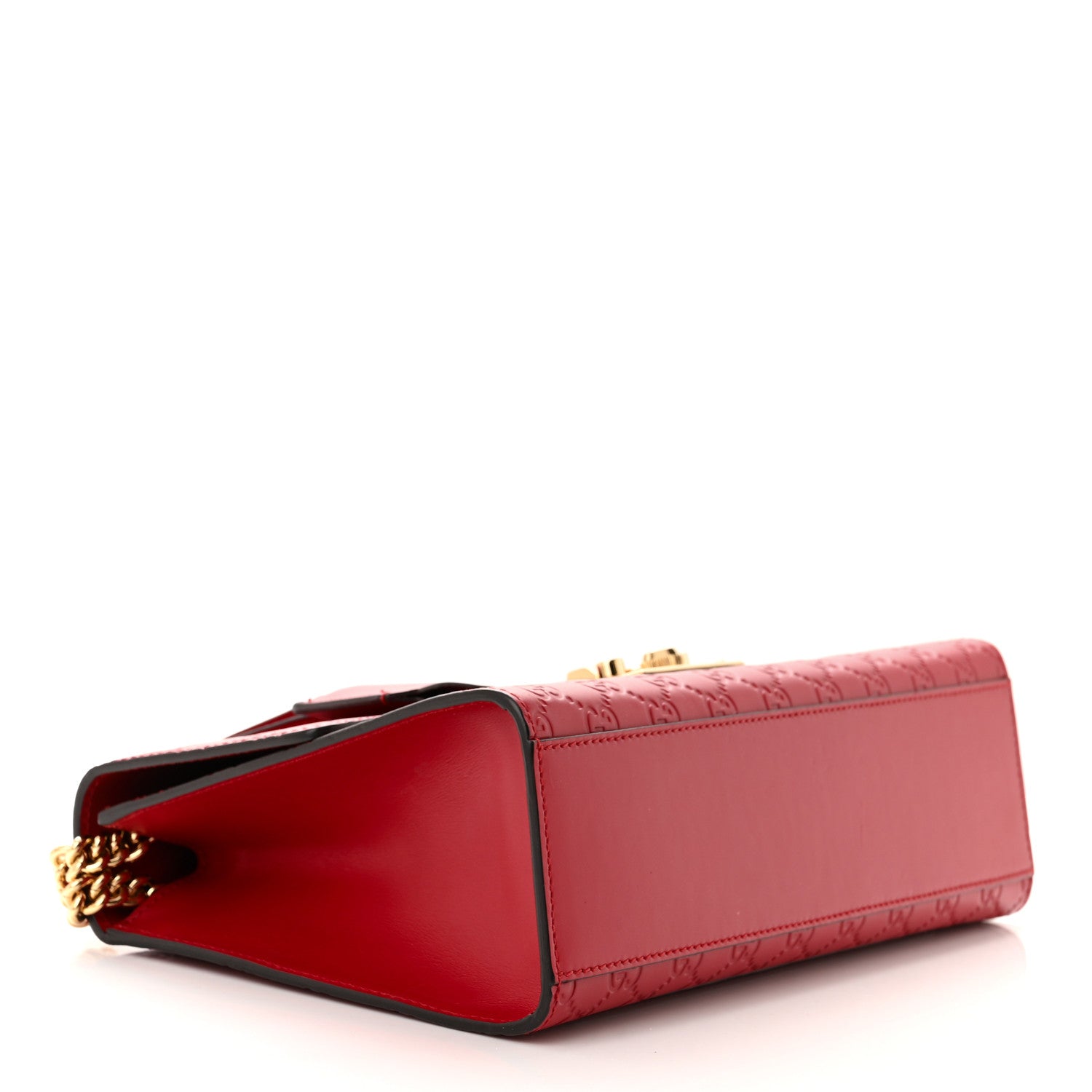 Gucci Guccissima Medium Padlock Shoulder Bag Hibiscus Red 4 of 10