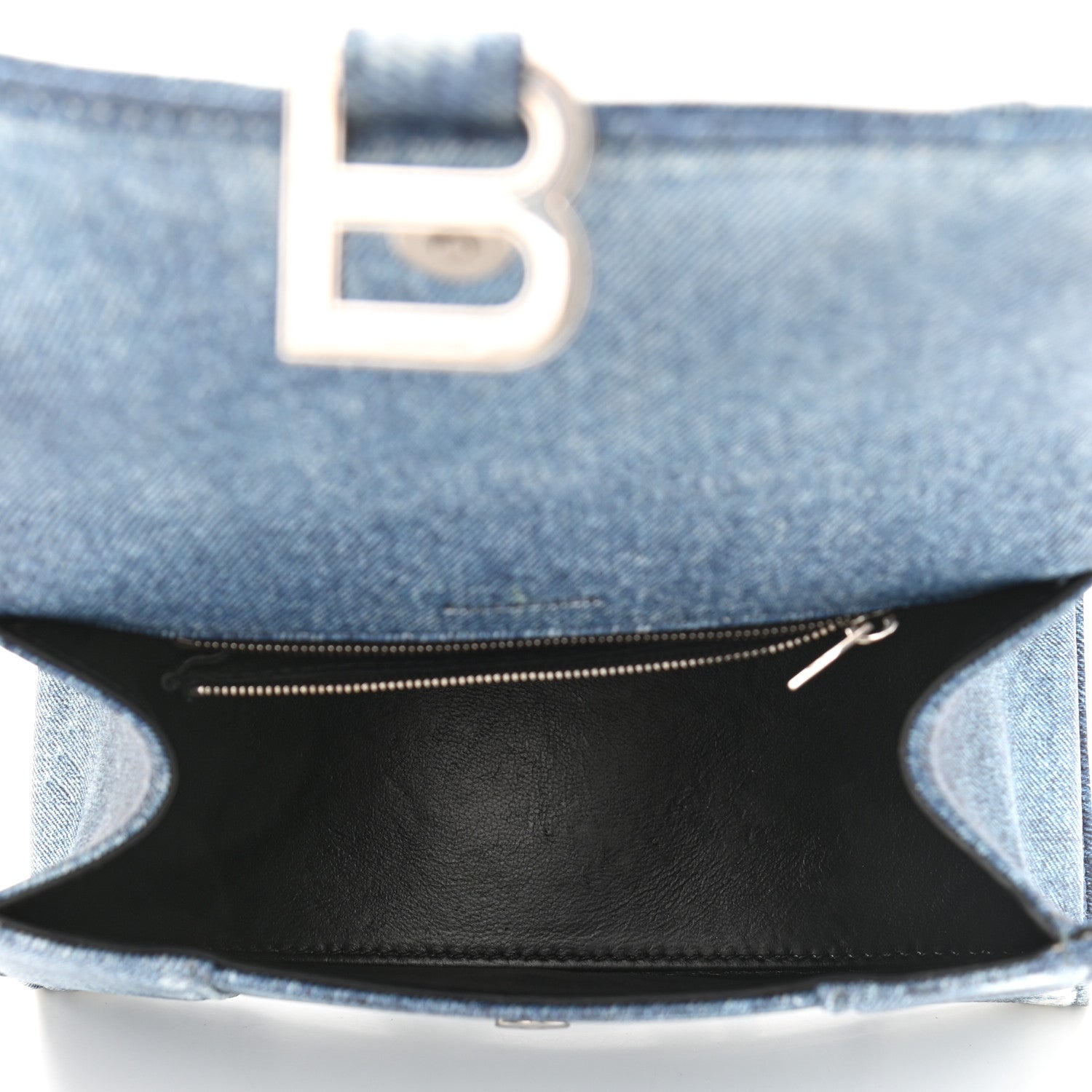 Balenciaga Nappa Denim Printed Small Hourglass Top Handle Bag Denim Blue 5 of 10