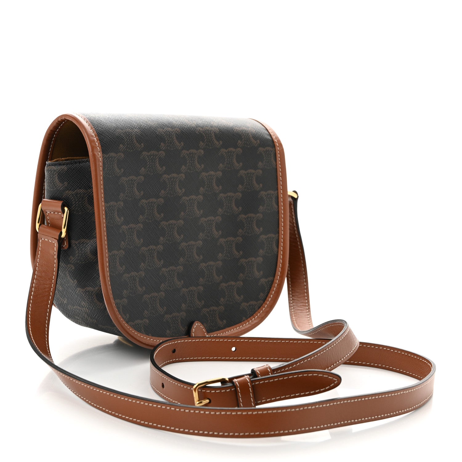 Celine Triomphe Canvas Medium Folco Bag Tan 3 of 9