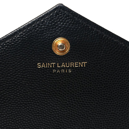 Saint Laurent Grain De Poudre Matelasse Chevron Monogram Chain Wallet Black 6 of 9