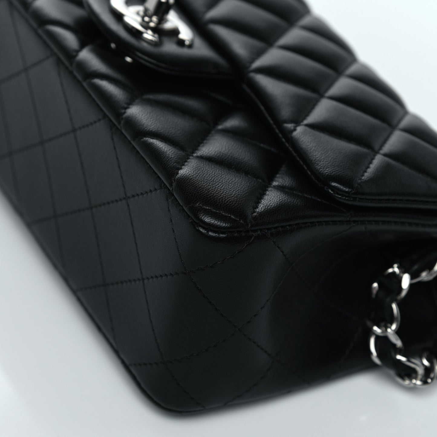 Lambskin Quilted Mini Rectangular Flap Black