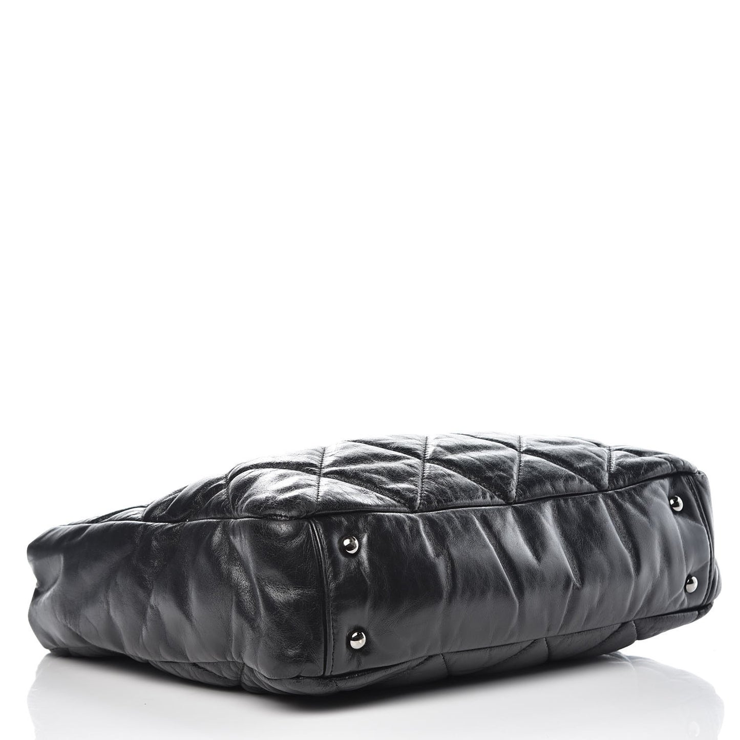 Glazed Calfskin Quilted Tweed Portobello Tote Black