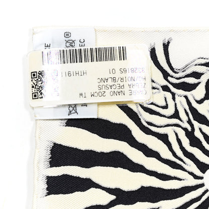 Hermes Silk Zebra Pegasus Nano Scarf 20 Black White 3 of 4